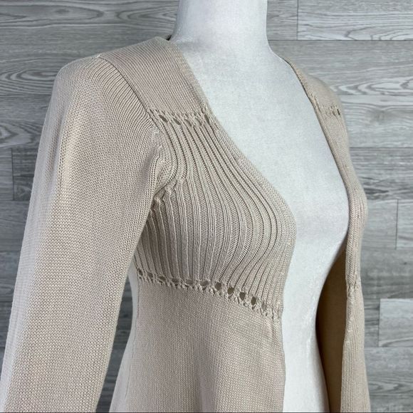 Rip Curl Cream Tan Open Front Knit Cardigan Ocean Sweater Size Small - Picture 7 of 10